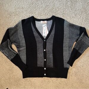 NWT Philosophy Black and Gray Striped Women's Sweater Size S